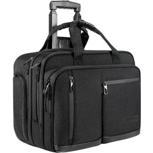 VANKEAN 17.3 Inch Rolling Laptop Bag, Waterproof Overnight Rolling Bags, Laptop Bags for Travel/Work/Business, Stylish Carry on Briefcase, Black, 18.1 x 14.2 x 9 inches