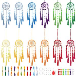 INFUNLY 12 Sets Small Dream Catcher Kit Boho DIY Mini Dream Catcher Making Kit Rainbow Color Handmade Dream Catcher Kit for Adults for Bag Pendant Car Interior Backpack Charm