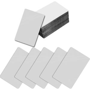 MaeshSab 100 Pcs Silver Aluminum Laser Engraved Business Cards, Metallic Office VIP Cards DIY (3.4 x 2.1 Inch)