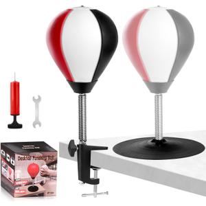 Large Desktop Punching Bag - Suctions to Your Desk, Stress Relief Boxing Bag Speed Balls with Metal Clamp & Strong Suction Cup, Funny White Elephant Gifts for Boss, Coworker