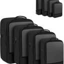 Compression Packing Cubes 4-Set Space Saver with Vacuum-Free Compression Expandable Luggage Organizer for Carry-On (Black)