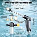 Turn Any Hose Into A High-Pressure Water Cleaning Jet, Power Jet Water, Heavy Duty Garden Hose Nozzle, Spray Nozzles for Cleaning Yard Patio Car, Adjustable High Pressure Hose with Three Spray Modes