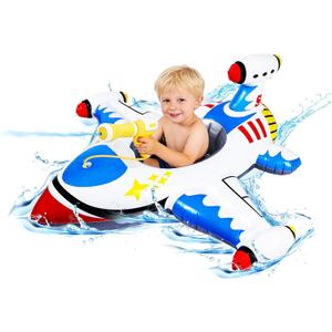 Baby Airplane Pool Float with Handle & Squirt Gun, Baby Swim Float Swimming Pool Float Kids Toddler Floaties Toddler Pool Float Age 1-4 Boys Girls Inflatable Ride-ons Pool Beach Toys