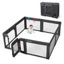 Baby Playpen with Door, Foldable Adjustable Play Pen for Babies and Toddlers,Heavy-Duty Play Yard Fence Play Area, Large Toddler Playpen, Black (79x71x27 in)