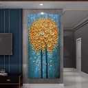 Yotree Paintings, 24x48 Inch Paintings Yellow Flowers Oil Hand Painting 3D Hand-Painted On Canvas Abstract Artwork Art Wood Inside Framed Hanging Wall Decoration Abstract Painting