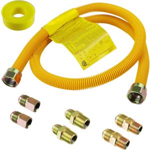 72" Flexible Gas Line Kit for Dryer, Stove, Range, Stainless Steel Gas Dryer Connector Kit, Fitting size: 1/2" FIP & 1/2" MIP & 3/4" MIP Fitting, Not Fit All Appliance