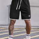 VOGSTART Mens Waffle Sweat Shorts Basketball Athletic Casual Midweight 8'' Inseam Shorts with Pockets (S-XXL) (Black, L)