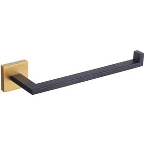 GERZWY Modern Towel Holder Contemporary Style Stainless Steel Towel Hanger Towel Ring for Bathroom Wall Mount (Black & Gold) IG1806-BD