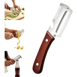 Premium Vegetable Peeler with Wooden Handle and Bottle Opener, 2026 New Multi-functional Vegetable Peeler, Kitchen Gadgets Tool for Fruit Pumpkin Peeling Potato Carrot Veggie Peeler (1PCS)