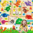 Magnetic Color and Number Maze, Commodum Montessori Counting Matching Learning Puzzle Board, Dinosaur Wooden Magnet Maze Game, Toddler Fine Motor Skills Travel Toys for Boys Girls 3 4 5 Years Old