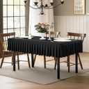 8ft Black Table Cloth Rectangle Stretch Fitted Ruffle Pleated Table Skirt No-Slip, Wrinkle-Free Spandex Tablecloths Portable TableCover for Retirement Sad Day Birthday Party Decor Wedding Baby Shower (96" x 30" (8FT-1 Pack))