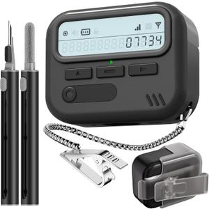 (with Safety Lock) Pager Cases Compatible with AirPods Pro 2nd Generation Case Cover with Cleaner Kit,Sturdy Hard TPU Protective for AirPods Pro 2 Charging Case(USB-C)(2023/2022/2019) for Men-Black