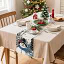 Artscope Snowman Christmas Tree Table Runner, Let It Snow Xmas Winter Snowflakes Holiday Kitchen Dining Table Decoration for Christmas Home Party Decor 13x90 Inch-Blue