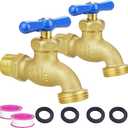TMOK Large Flow Outdoor Spigot Water Faucet Hose Bib 1/2"Male NPT Inlet x 3/4" Male GHT Outlet Heavy-Duty Brass Garden water Valve, Multi-Turn Water Control, Includes Teflon Tape & Washers