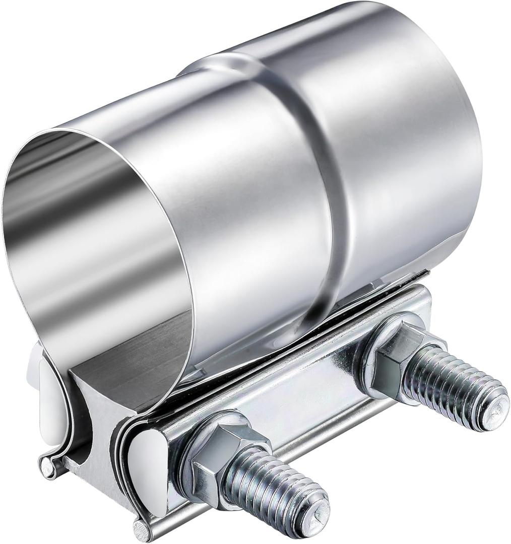 2.25 Inch Lap Joint Exhaust Clamp, 2 1/4 Inch 304 Stainless Steel Muffler Clamp, Pipe Clamps Sleeve Coupler for Pipes, Mufflers and Catalytic Converters
