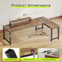 PRAISUN 61" L Shaped Computer Desk, Outlets, Monitor Stand, Rustic Brown