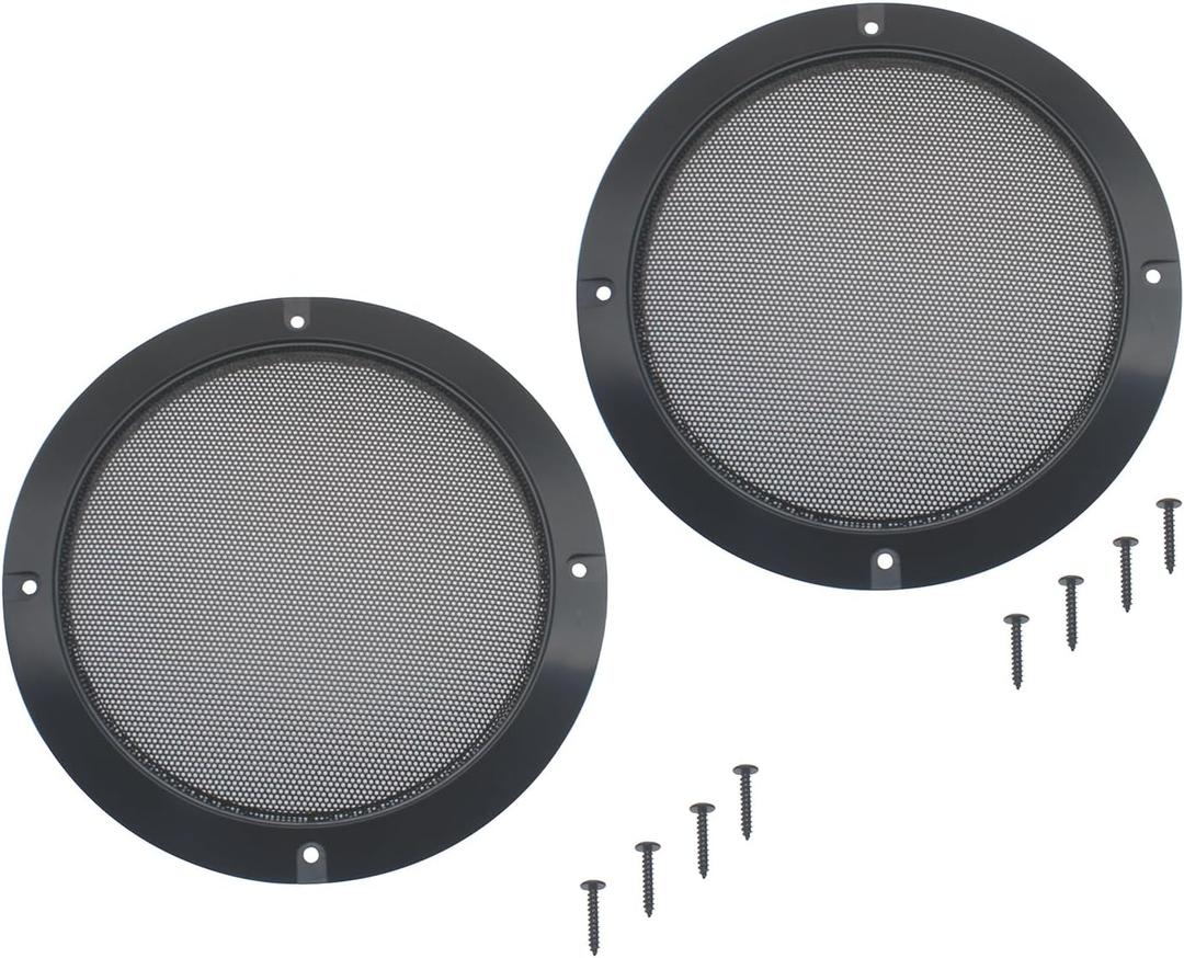 FDXGYH 2 Pack 6.5 Inch Speaker Grills Cover Metal Mesh Grill Horn Guard Protector Cover with Mounting Screws for Home/Car Audio [Black]
