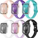 6 Pack Slim Thin Bands Compatible with Apple Watch 38mm 40mm 41mm 42mm Women Men, Replacement Soft Silicone Sport Strap for iWatch Series 11/10/9/8/7/6/5/4/3/2/1 Ultra SE