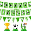 Soccer Party Decorations Pre-Strung Soccer Birthday Banner | Soccer Themed Birthday Party supplies, Honeycomb Centerpieces