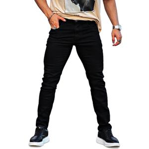 Heyfanee Mens Slim Fit Jeans Stretch Denim Pants for Men (Black, M)