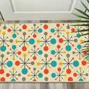 Retro Front Door Mat Small Entryway Rug Carpet 2x3 Non Slip Washable Mid Century Modern Indoor Doormat Floor Mats for Kitchen Bathroom Bedroom Entrance Entry (Yellow)