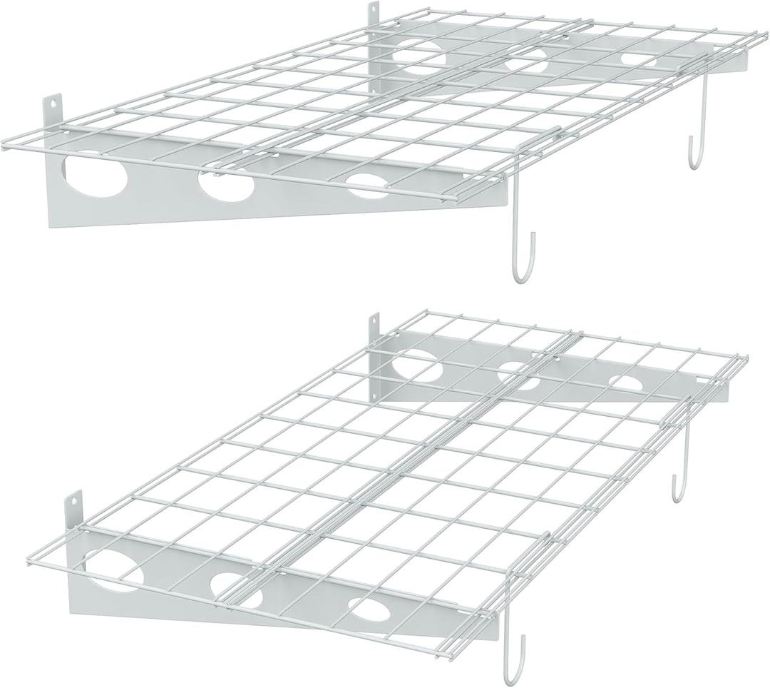 TORACK 2-Pack Garage Wall Shelves, 24" x 48"/2x4 ft Wall Mounted Wire Shelf for Garage Heavy Duty Floating Shelves(White, Pack of 2)