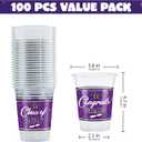 JOYIN 100 Pcs 16oz Graduation Party Plastic Cups (Purple), PET Cup Tableware Bulk for Class of 2026 Graduates, Grad Disposable Cups for 2026 High School College Graduation School Grad Party Supplies