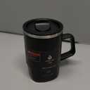 Ideus Vacuum Insulated Coffee Mug, 16oz Reusable Stainless Steel Thermal Double Walled cup with Handle and Slider Lid for Hot & Cold Beverages, BPA Free (Leapord Black)