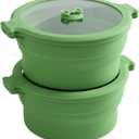 Collapsible Silicone Microwave Cookware Cooker Steamer for Cooking with Lids, 0.8L Glass Food Storage Container Sealed Bowl Mixing Bowls 2pc Set BPA Free