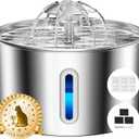 Cat Water Fountain Stainless Steel - 74oz/2.2L Pet Gift Dog Water Dispenser Automatic Silent Cats Dispenser for Drinking Indoor Metal Kitty Spout Fountains with 3 Filters & 3 Sponges Cat Dogs Gifts
