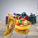 Cabilock Gold Ingot Candy Box 9.05X5.51X5.51 Inch Portable Chinese Feng Shui Ornament for Home Decor Wedding Party Storage and Display