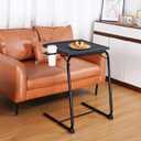 Allpop TV Tray Table - Adjustable TV Dinner Tray for Eating, Folding Laptop Table with 6 Heights & 3 Tilt Angles, Cup Holder on Couch & Bed, Black
