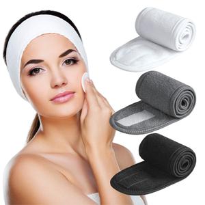 Denfany Spa Headband - Deluxe Face Wash Headband, Comfortable, Adjustable and Machine-Washable, Ideal for Showering, Makeup and Exercise (Black 3 Pack)