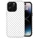 Compatible with iPhone 15 Pro Case Cute Polka Dot Aesthetic Retro Design for Women Girls Fall Simple Chic Girly Pretty Dual Layer Hybrid Protection Elegant Case for iPhone 15 Pro-White