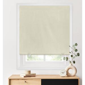 LazBlinds 100% Blackout Roller Shades, No Tools No Drill Cordless Blinds for Windows, Thermal Insulated UV Protection Privacy Window Shades for Bedroom (48''W x 72''H, Cream)