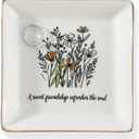 Friendship Christmas Gifts for Women Friends, Ring Trinket Dish, Jewelry Tray-A Sweet Friendship Refreshes the Soul, Ceramic White