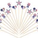 2 x 100 PCS Bamboo Cocktail Picks, Autumn Decorative Toothpicks Skewers for Appetizers, Fruits and Drink Garnish, Thanksgiving Day Party Decorations (USA-Style)