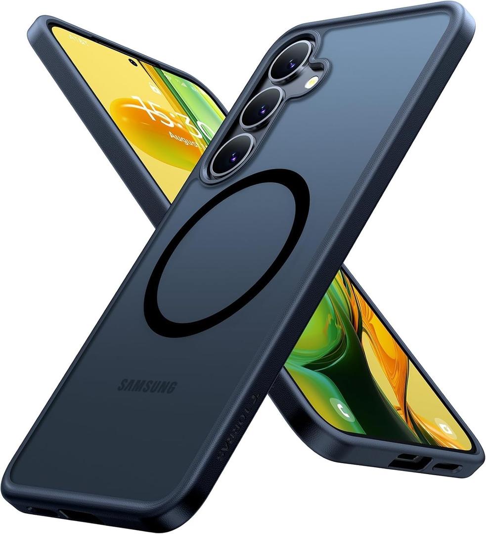 TORRAS Magnetic Shockproof Case for Samsung Galaxy S25 Plus, [12FT Military Grade Protection] [Fit for MagSafe], Translucent Slim Case for Samsung S25+Plus Case Anti-Fingerprint Anti-Scratch, Black