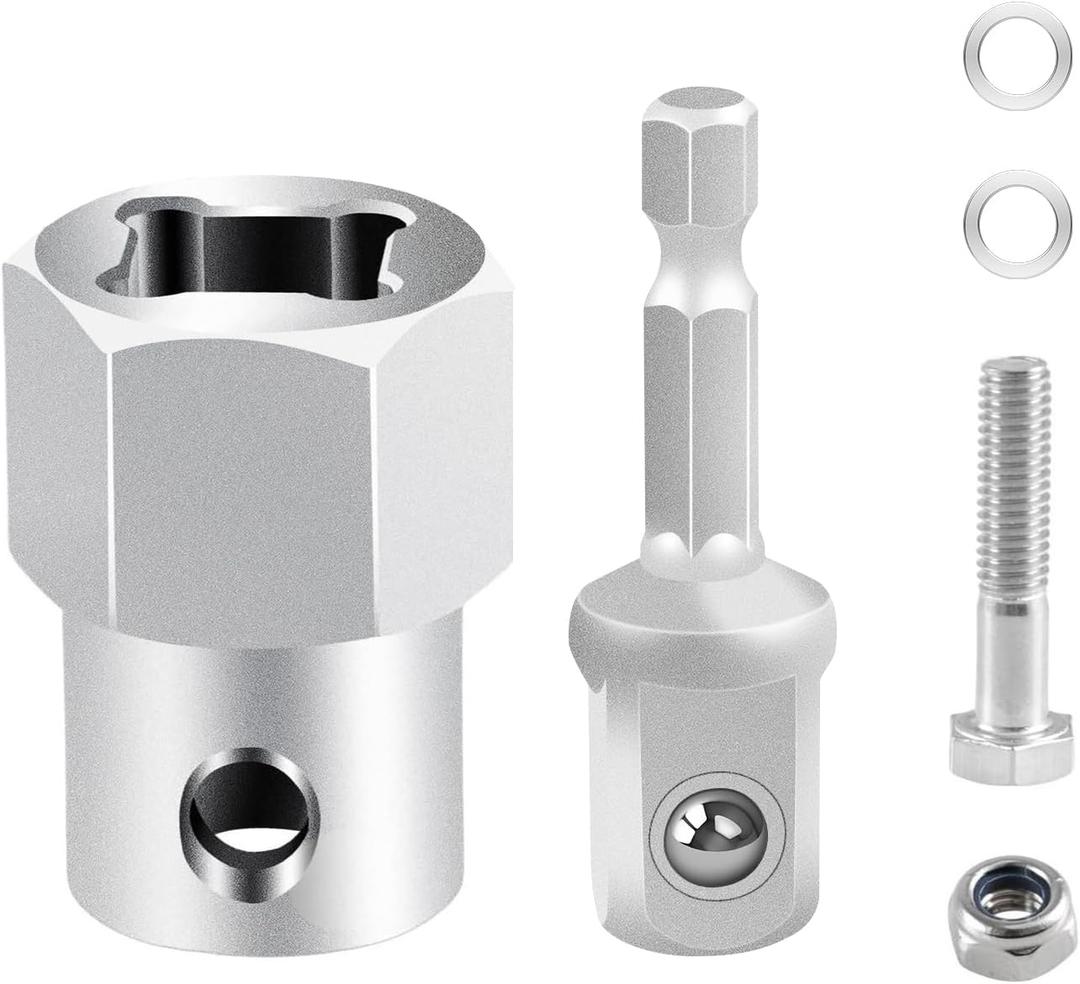 Stainless Steel Top Wind Trailer Jack Crank Handle Cordless Drill Adapter with 1/2 Inch Socket Adapter Bit, Compatible with Most Trailer Jacks,Upgraded Durable 304 Stainless Steel