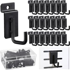 Tandefio 25 Pack J Shaped Slatwall Hooks and Hangers Heavy Duty Slatwall Accessories for Display Panel Garage, 3.25 Inch(Black)