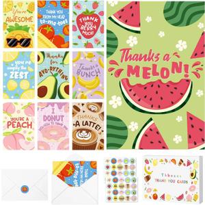 40 Pack Funny Thank You Cards with Envelopes & Stickers, 46 in Cute Thank You Card, Blank Cards and Envelopes Greeting Card for Kids Birthday, Wedding, Baby Shower, Thanksgiving, Christmas