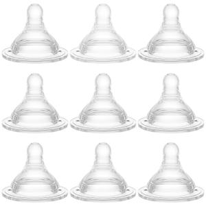 Bottle Nipples Medium Flow Nipple Level 2, 3m+, Compatible with Wide-Neck Baby Bottle, 9 Count