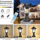 Outdoor Post Solar Light LED, Dusk to Dawn Pole Lighting Waterproof with Remote Control Exterior Pillar Lantern 3 Lighting Modes Outside Solar Lamp for Patio Porch Garden, 18'' Black, 17.7 inch