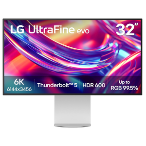 LG 32U990A-S 32-Inch Ultrafine 6K (6144 x 3456) Nano IPS Black Thunderbolt 5 Professional Monitor, 60Hz, DisplayHDR 600, Speakers, HDMI 2.1, DisplayPort 2.1, USB-C, Tilt/Height/Pivot Stand, Silver | 31.5 6K Nano Ips Black • Thunderbolt 5 with 96W Pd • 60hz, 5 Ms • Displayhdr 600 • 10-Bit Color, Displayport 2.1