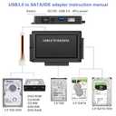 IDE to USB 3.0 Adapter, USB C to SATA/IDE Hard Drive Adapter for 2.5/3.5" HDD SSD, with Power Supply, USB to SATA IDE Converter for Laptop/PC Data Recovery & Transfer (01)