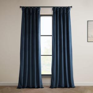 HPD Half Price Drapes Heritage Plush Velvet Curtains 84 Inches Long Room Darkening Curtains for Bedroom & Living Room 50W x 84L, (1 Panel), Eternal Blue (50"W x 84"L (Pack of 1), Eternal Blue)