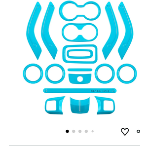 18 PCS Full Set Interior Decoration Trim Kit Steering Wheel Center Console Door Handle Air Conditioning Vent Cup Holder Gear Cover Trim for Jeep Wrangler JK JKU 2011-2018 4-Door (Light Blue)