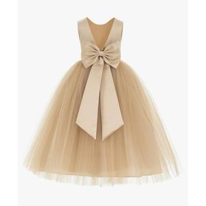 ekidsbridal V-Back Satin Flower Girl Dress Toddler Communion Gown Formal Dresses 219 Size 4