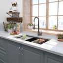 ALWEN 32 Inch Gunmetal Black Undermount Kitchen Sink, 16 Gauge Stainless Steel Scracth Resistant Ledge Workstation Modern Kitchen Sink with Combo Accessories, 32"x19"x10"