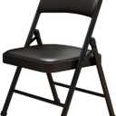 1 Pack Bulk Folding Chairs with Padded Cushion, Single Black Steel Metal Frame Foldable Chair for Indoor and Outdoor, Portable Stackable Commercial Seat for Bedroom Patio Party Event